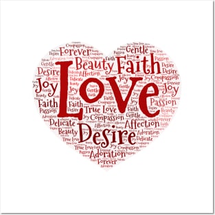 Red Heart Love Word Cloud Original Art Posters and Art